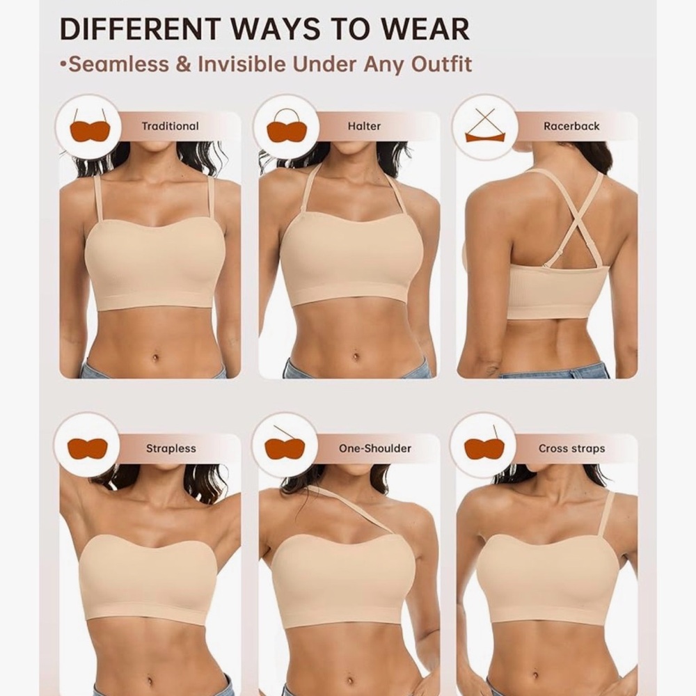 LetsJoli Push Up Nude Seamless Strapless Bandeau Bra S/M – New